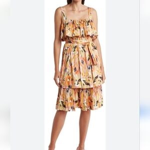 Mila Mae Pleated Sleeveless Multi Color Dress....Size Snall